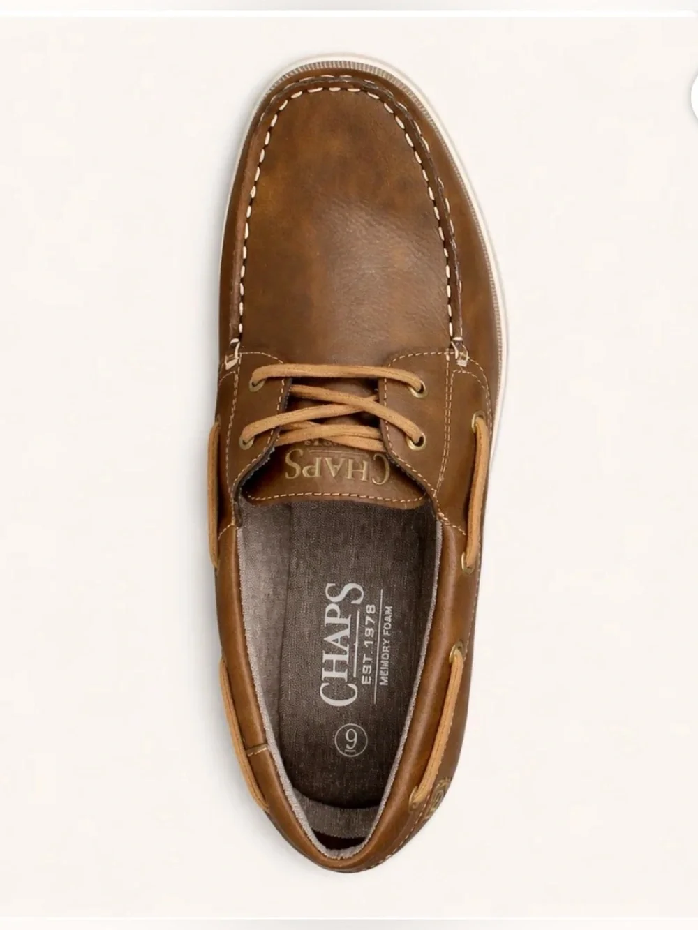 Chaps Brown Leather Moc Toe Boat Shoe